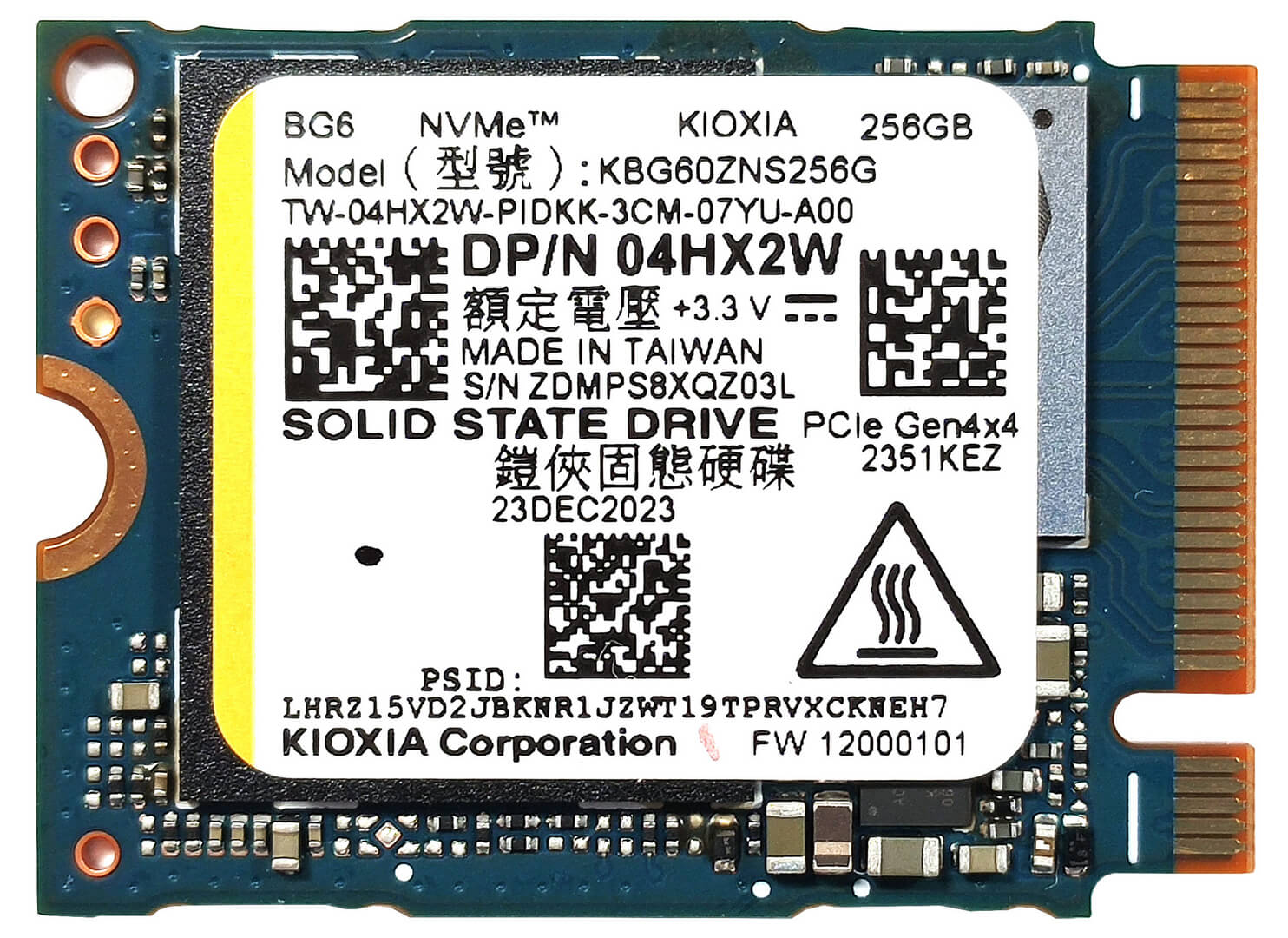 Voorkant Kioxia BG6 Series 256GB 2230 NVMe SSD
