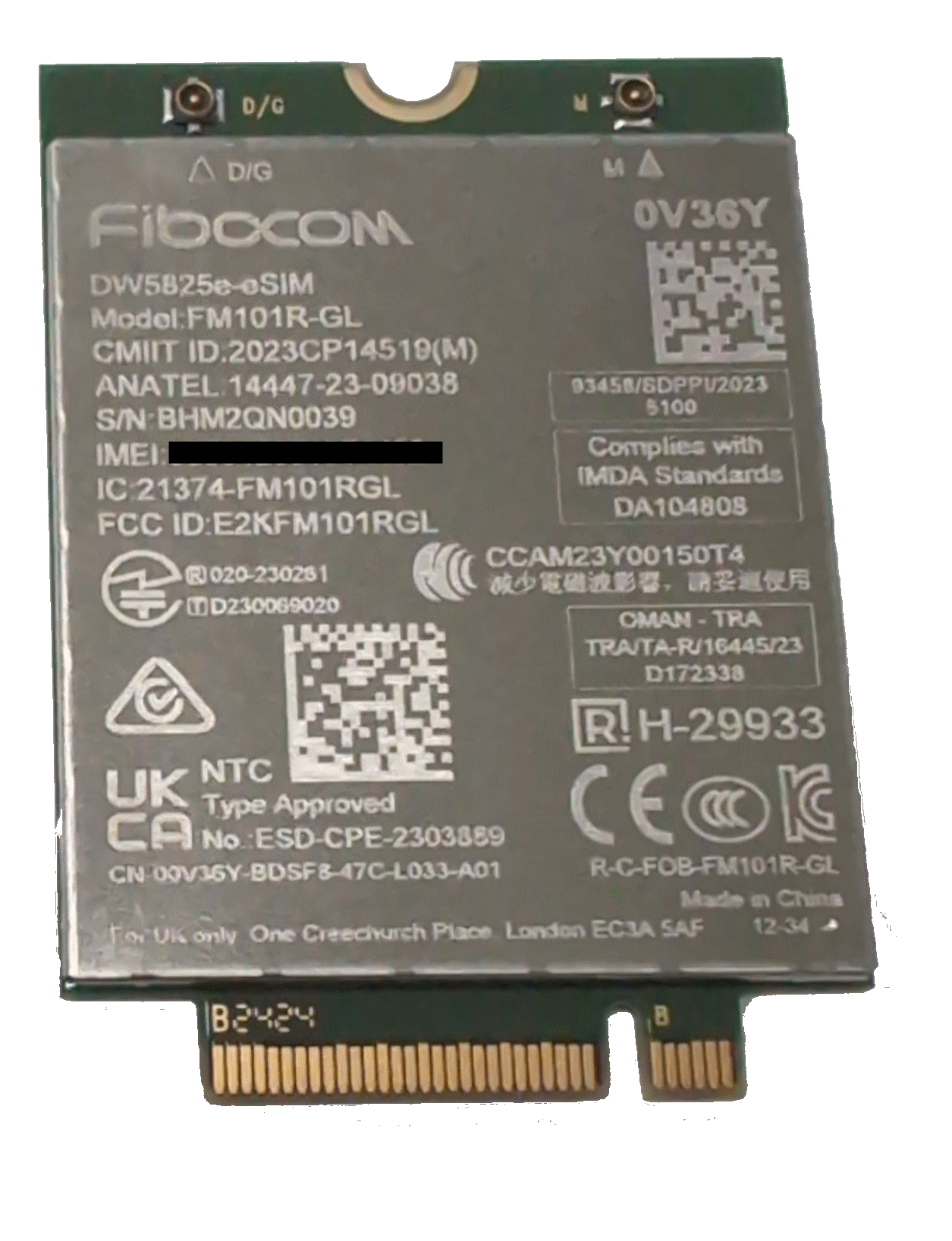 Voorkant Dell 4G - Qualcomm (DW5825e) WWAN kaart