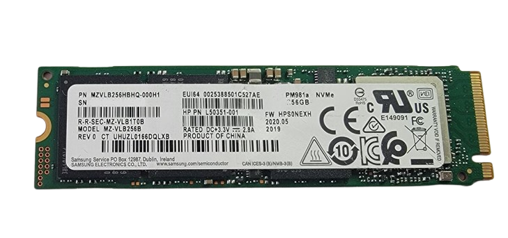 Voorkant HP OEM Samsung PM981a 256GB M.2 2280 NVMe SSD